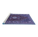 Sideview of Machine Washable Persian Blue Traditional Rug, wshtr886blu