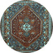 Round Persian Light Blue Traditional Rug, tr886lblu
