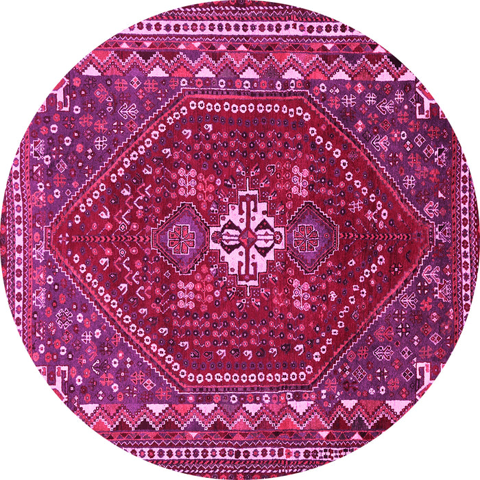 Round Machine Washable Persian Pink Traditional Rug, wshtr886pnk