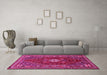 Machine Washable Persian Pink Traditional Rug in a Living Room, wshtr886pnk