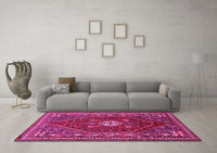 Machine Washable Persian Pink Traditional Rug, wshtr886pnk