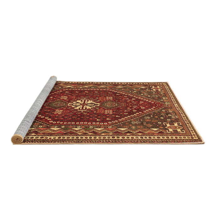 Sideview of Machine Washable Persian Brown Traditional Rug, wshtr886brn
