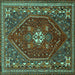 Square Persian Turquoise Traditional Rug, tr886turq