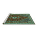 Sideview of Machine Washable Persian Turquoise Traditional Area Rugs, wshtr886turq