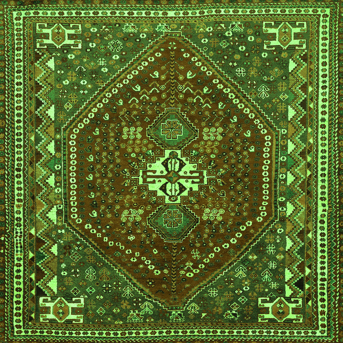 Round Machine Washable Persian Green Traditional Area Rugs, wshtr886grn