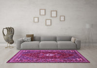 Machine Washable Persian Purple Traditional Rug, wshtr886pur