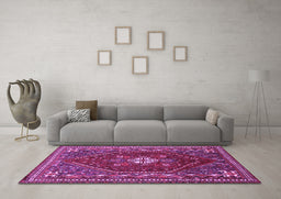 Machine Washable Persian Purple Traditional Area Rugs in a Living Room, wshtr886pur