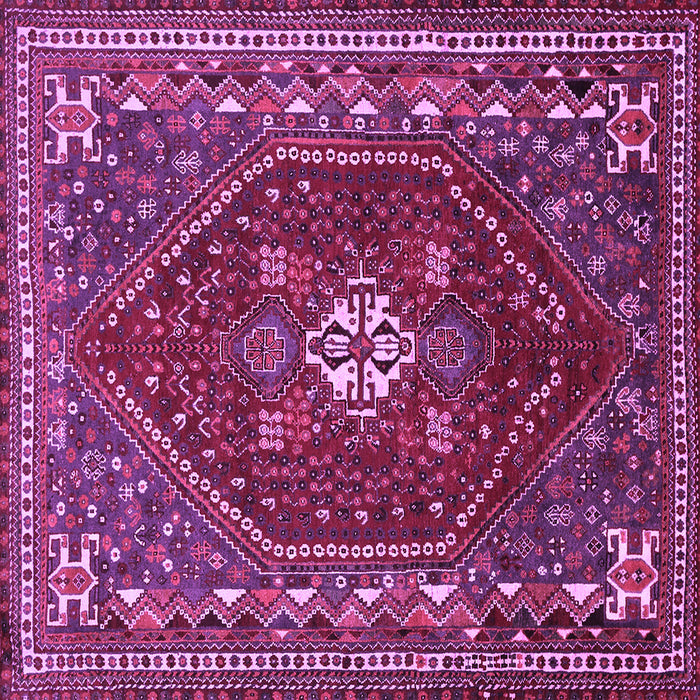 Square Machine Washable Persian Purple Traditional Area Rugs, wshtr886pur