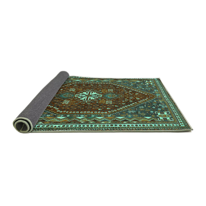 Sideview of Persian Turquoise Traditional Rug, tr886turq