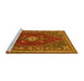 Sideview of Machine Washable Persian Yellow Traditional Rug, wshtr886yw