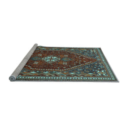 Sideview of Machine Washable Persian Light Blue Traditional Rug, wshtr886lblu