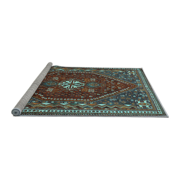 Sideview of Machine Washable Persian Light Blue Traditional Rug, wshtr886lblu