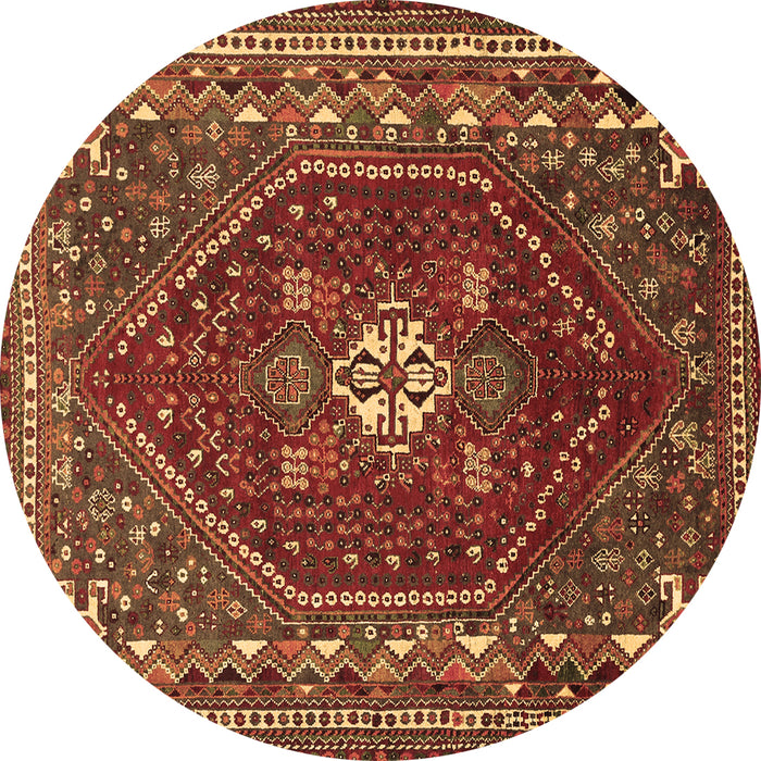 Round Machine Washable Persian Brown Traditional Rug, wshtr886brn