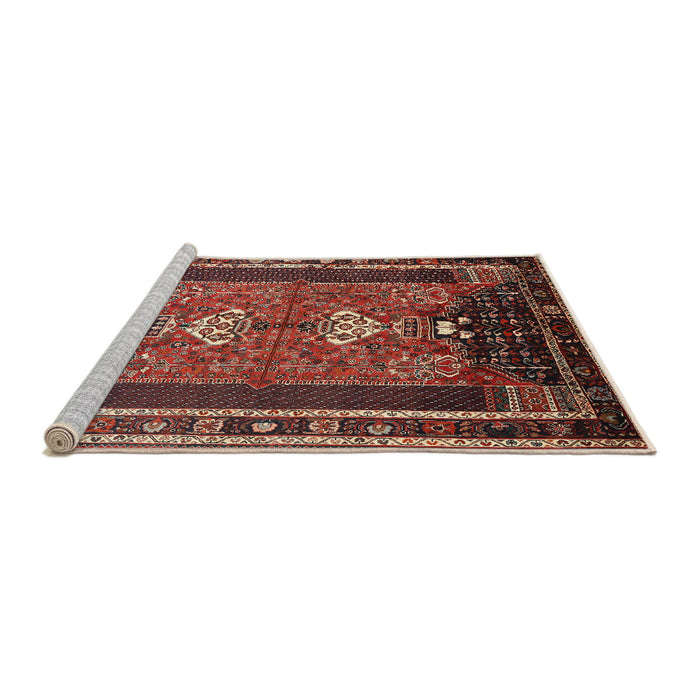 Sideview of Machine Washable Traditional Saffron Red Rug, wshtr887