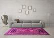 Machine Washable Persian Pink Traditional Rug in a Living Room, wshtr887pnk