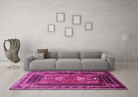 Machine Washable Persian Pink Traditional Rug, wshtr887pnk