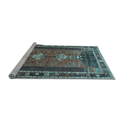 Sideview of Machine Washable Persian Light Blue Traditional Rug, wshtr887lblu