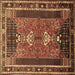 Square Persian Brown Traditional Rug, tr887brn