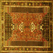 Square Persian Yellow Traditional Rug, tr887yw