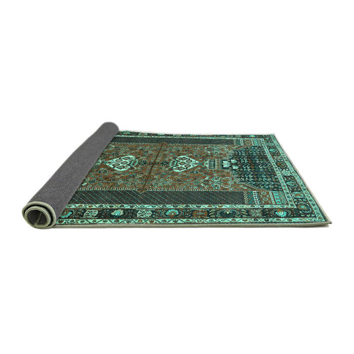 Sideview of Persian Turquoise Traditional Rug, tr887turq