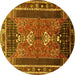 Round Machine Washable Persian Yellow Traditional Rug, wshtr887yw