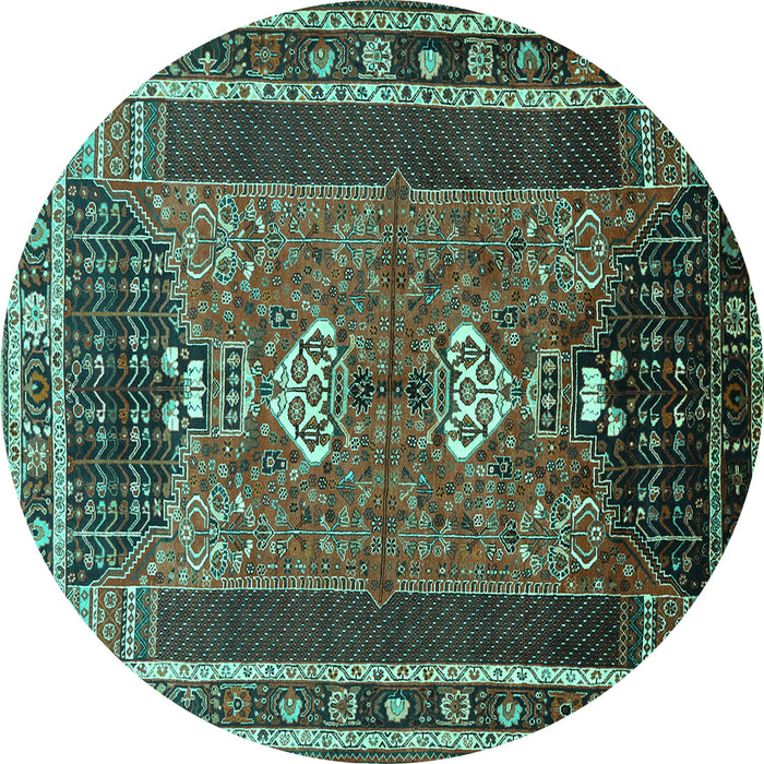 Round Persian Turquoise Traditional Rug, tr887turq