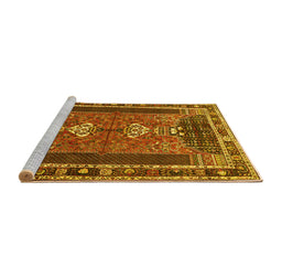 Sideview of Machine Washable Persian Yellow Traditional Rug, wshtr887yw