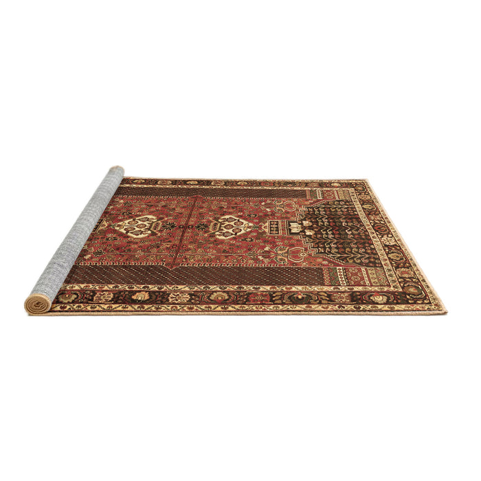 Sideview of Machine Washable Persian Brown Traditional Rug, wshtr887brn