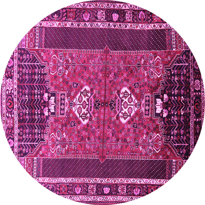 Round Machine Washable Persian Pink Traditional Rug, wshtr887pnk
