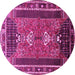 Round Machine Washable Persian Pink Traditional Rug, wshtr887pnk