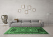 Machine Washable Persian Emerald Green Traditional Area Rugs in a Living Room,, wshtr887emgrn