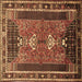 Square Machine Washable Persian Brown Traditional Rug, wshtr887brn