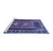Sideview of Machine Washable Persian Blue Traditional Rug, wshtr887blu