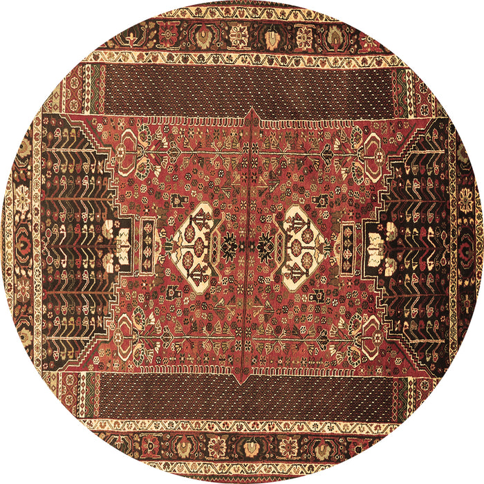 Round Persian Brown Traditional Rug, tr887brn