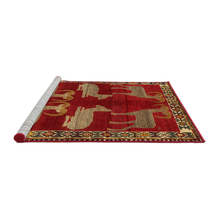 Sideview of Machine Washable Traditional Red Rug, wshtr888