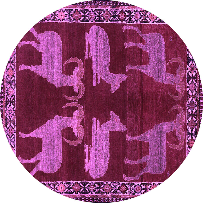 Round Persian Purple Traditional Rug, tr888pur