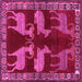 Square Machine Washable Persian Pink Traditional Rug, wshtr888pnk