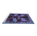 Sideview of Machine Washable Persian Blue Traditional Rug, wshtr888blu