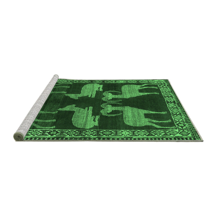 Sideview of Machine Washable Persian Emerald Green Traditional Area Rugs, wshtr888emgrn
