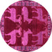 Round Persian Pink Traditional Rug, tr888pnk