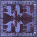 Square Machine Washable Persian Blue Traditional Rug, wshtr888blu