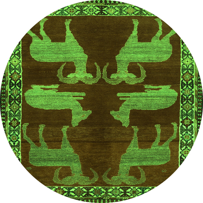 Square Persian Green Traditional Rug, tr888grn