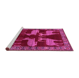 Sideview of Machine Washable Persian Pink Traditional Rug, wshtr888pnk