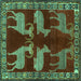 Square Machine Washable Persian Turquoise Traditional Area Rugs, wshtr888turq