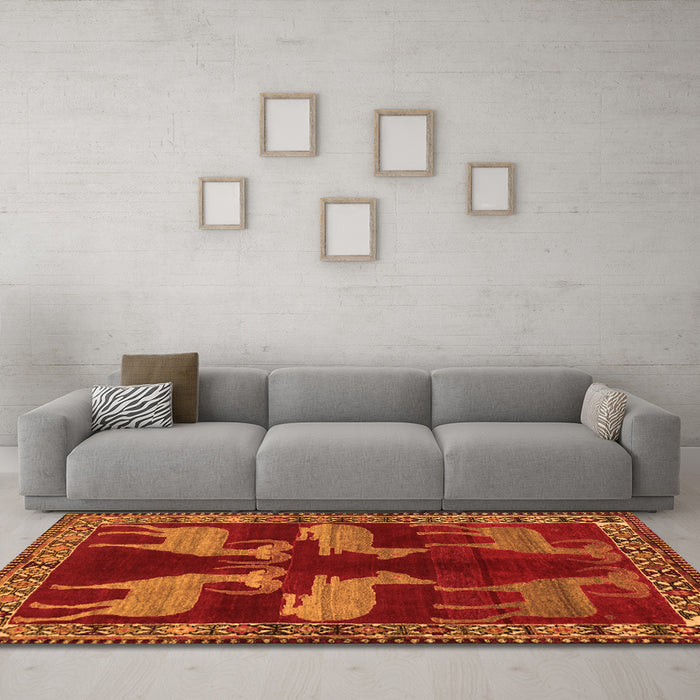 Machine Washable Persian Orange Traditional Area Rugs in a Living Room, wshtr888org