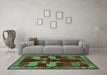 Machine Washable Persian Turquoise Traditional Area Rugs in a Living Room,, wshtr888turq