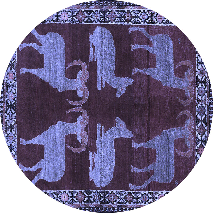 Round Persian Blue Traditional Rug, tr888blu