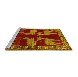 Sideview of Machine Washable Persian Yellow Traditional Rug, wshtr888yw