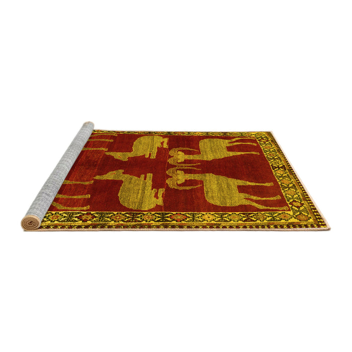 Sideview of Machine Washable Persian Yellow Traditional Rug, wshtr888yw