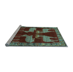 Sideview of Machine Washable Persian Light Blue Traditional Rug, wshtr888lblu